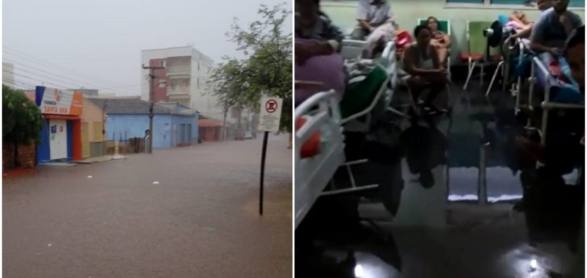 Chuva registra 38 milímetros e alaga ruas e o Hospital Regional Justino Luz