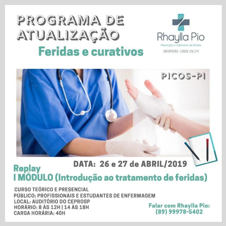 Curso de atualização em feridas e curativos acontece na próxima sexta (26) e sábado (27)