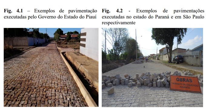 Comparação entre o material utilizado no Piauí com os das obras de pavimentação em São Paulo (Foto: reprodução/ MP)