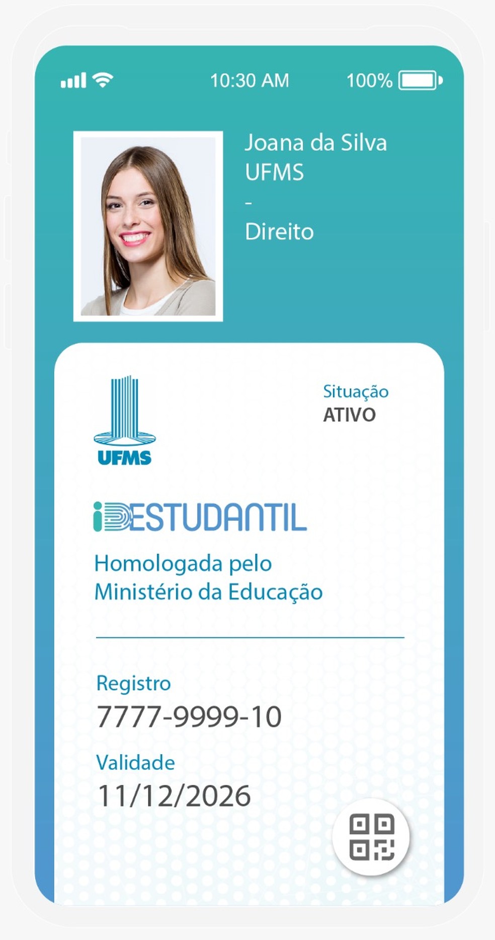 Simulação do ID Estudantil — Foto: Divulgação/MEC
