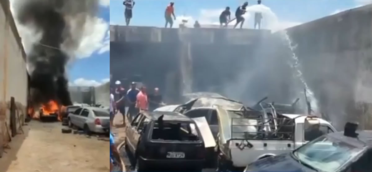 Incêndio destrói veículos em oficina de Paulistana, mas mobilização impede maiores prejuízos