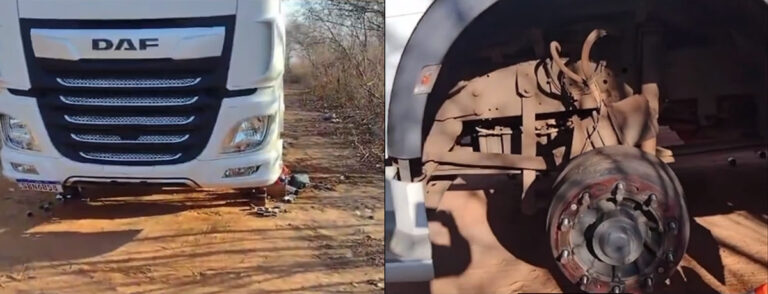 Motorista e populares são feitos reféns em roubo de pneus em Geminiano