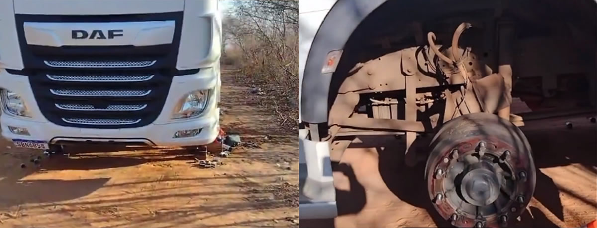 Motorista e populares são feitos reféns em roubo de pneus em Geminiano
