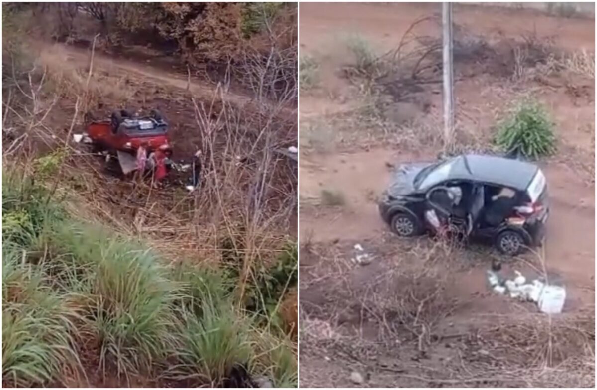 Dois veículos capotam na ‘Curva dos Grossos’ na BR 407 em Geminiano
