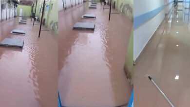 Água da chuva acumula no Hospital Justino Luz em Picos