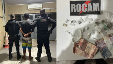 Homem preso suspeito de tráfico de drogas em Picos - Foto: PMPI