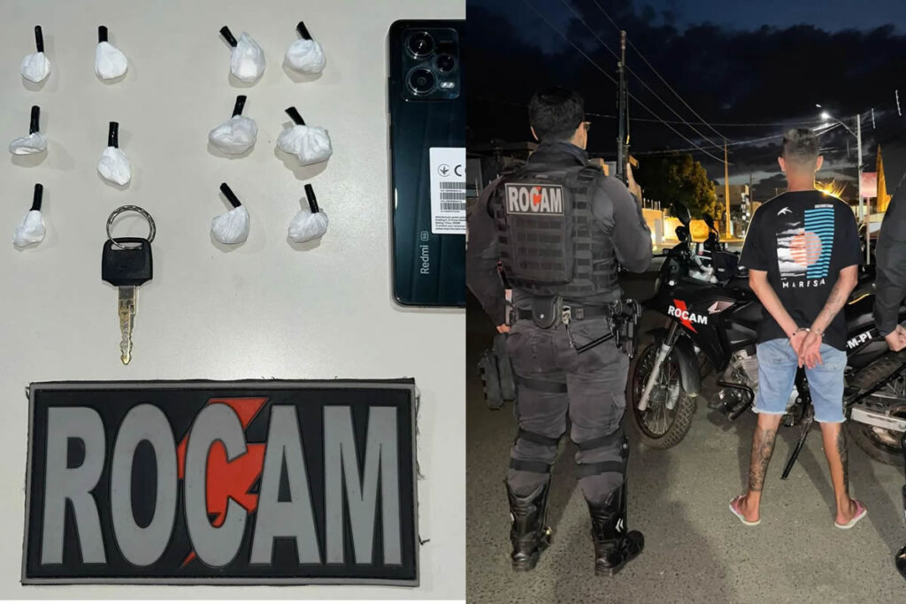 O suspeito, identificado pelas iniciais M. S. da S., foi flagrado pela equipe ROCAM enquanto conduzia uma motocicleta na Rua Ulisses Rocha - Foto: PMPI