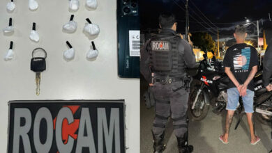 O suspeito, identificado pelas iniciais M. S. da S., foi flagrado pela equipe ROCAM enquanto conduzia uma motocicleta na Rua Ulisses Rocha - Foto: PMPI