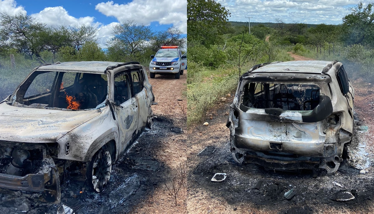 Dois corpos e veículo em chamas são achados na divisa Piauí-Pernambuco