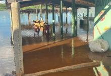 Barraca invadida pela água na barragem de Bocaina - FOto: Redes SOciais