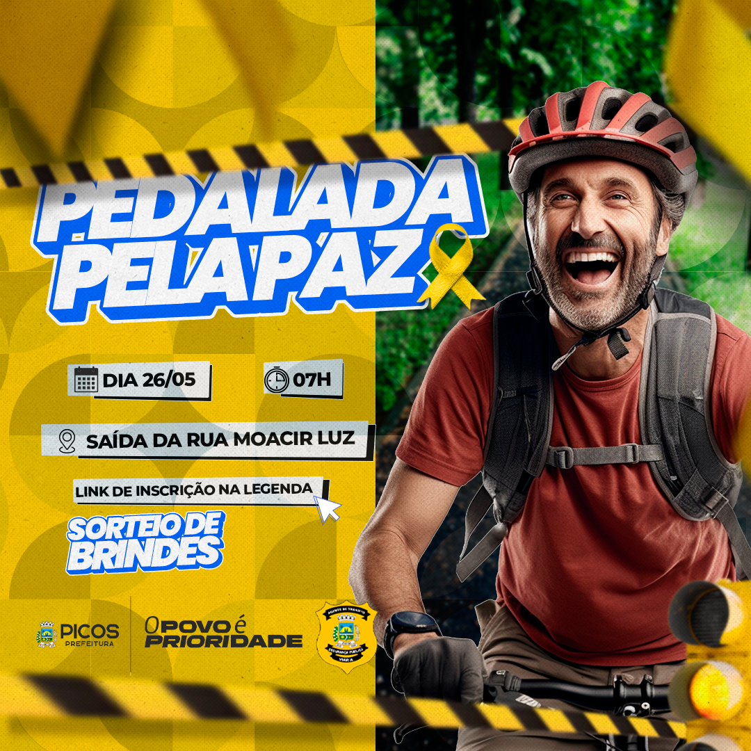 Maio Amarelo: Secretaria de Trânsito de Picos realizará Pedalada pela Paz no dia 26 de maio