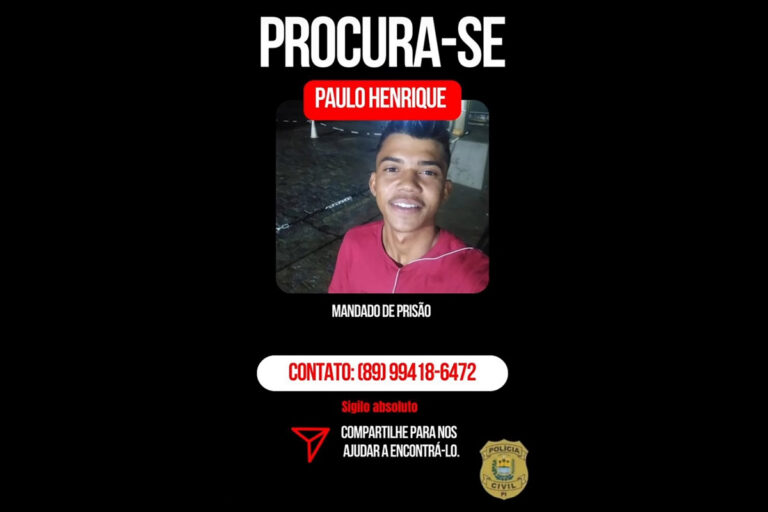 Polícia de Picos divulga imagem de foragido suspeito de tentativa de feminicídio em Geminiano
