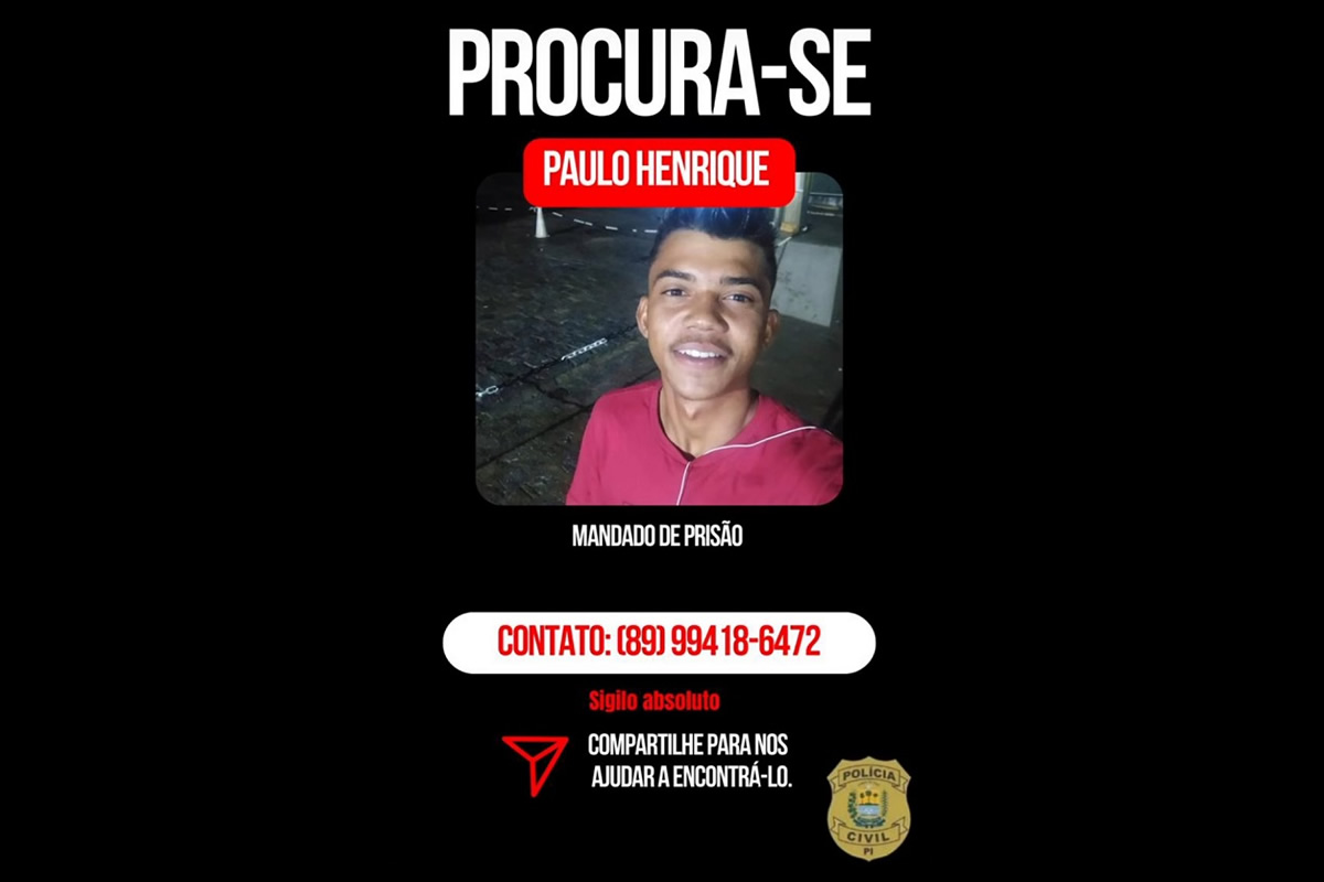 Polícia de Picos divulga imagem de foragido suspeito de tentativa de feminicídio em Geminiano