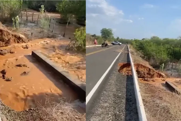 Chuvas causam destruição em Picos; rodovia no Povoado Vaca Morta é danificada