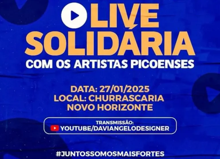 Live Solidária com artistas picoenses vai arrecadar hoje doações para famílias afetadas pelas chuvas