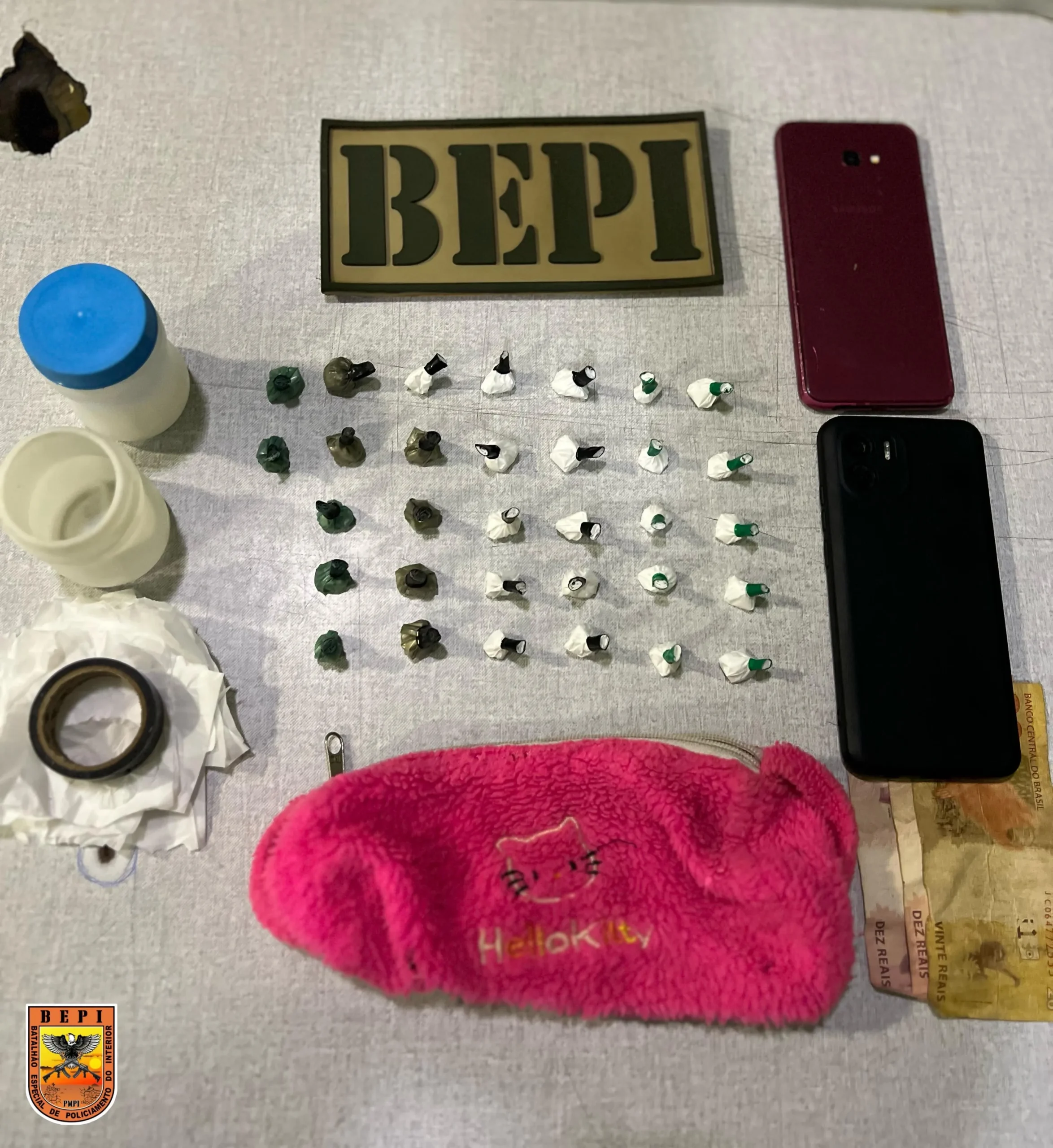BEPI apreende drogas e prende duas pessoas em Campo Grande do Piauí