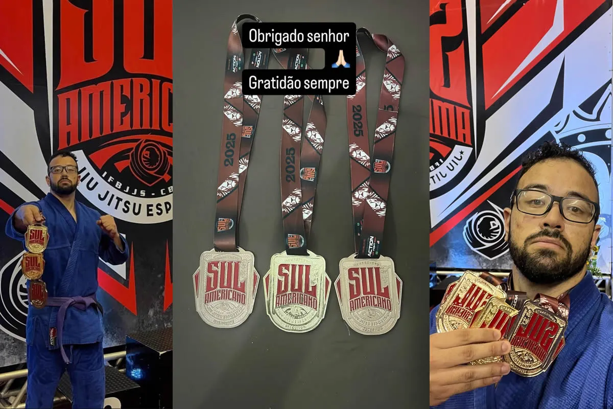 Vinícius Paraíba brilha no Sul-Americano de Jiu-Jitsu e conquista ouro e dois bronzes