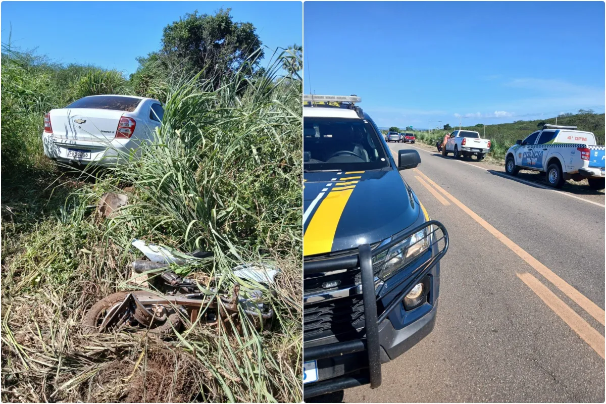 Grave acidente entre carro e motocicleta deixa uma vítima fatal na BR 407 em Geminiano