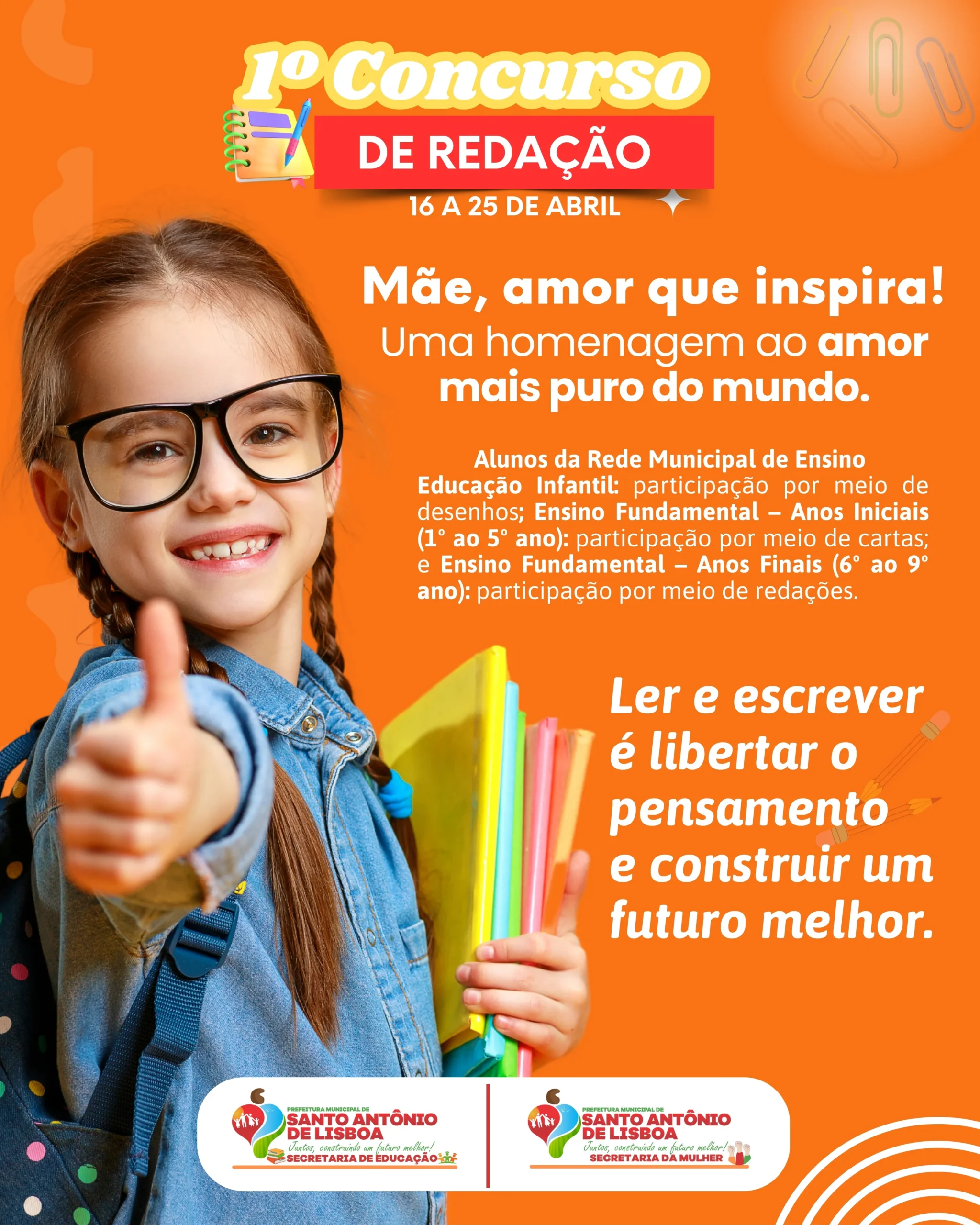 Prefeitura de Santo Antônio de Lisboa lança 1º Concurso de Redação em homenagem ao Dia das Mães