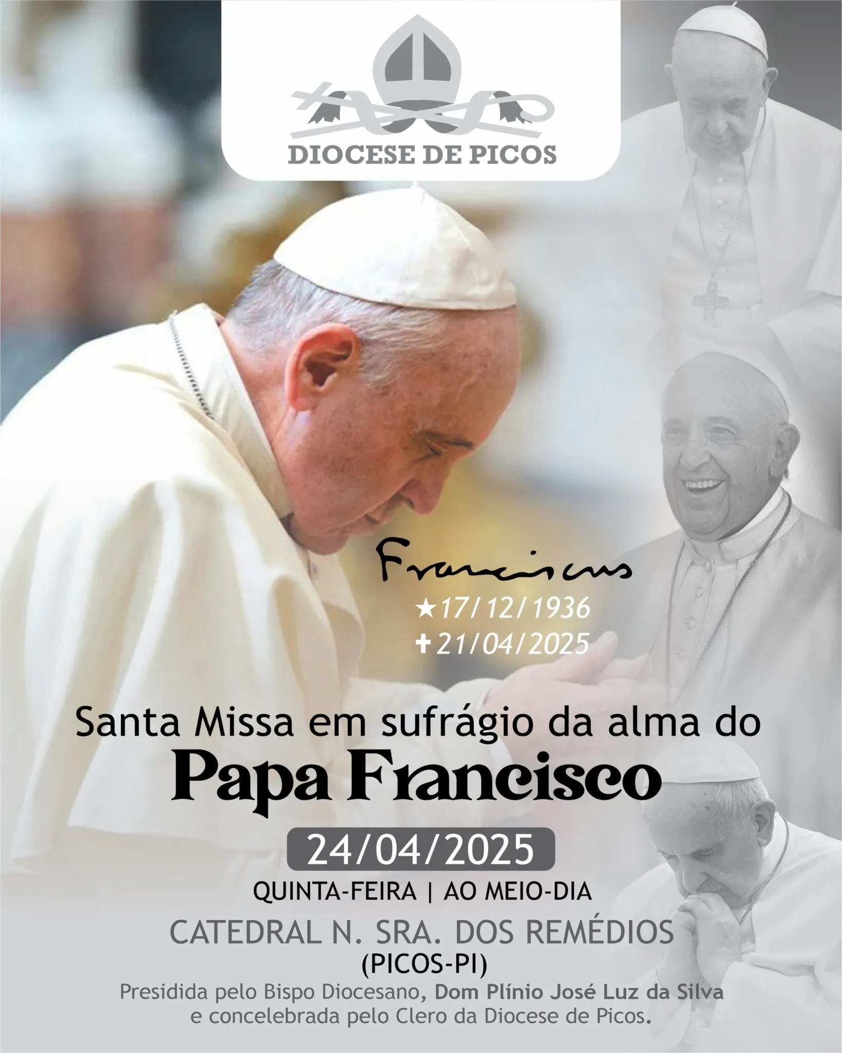 Diocese de Picos celebrará Missa em sufrágio da alma do Papa Francisco