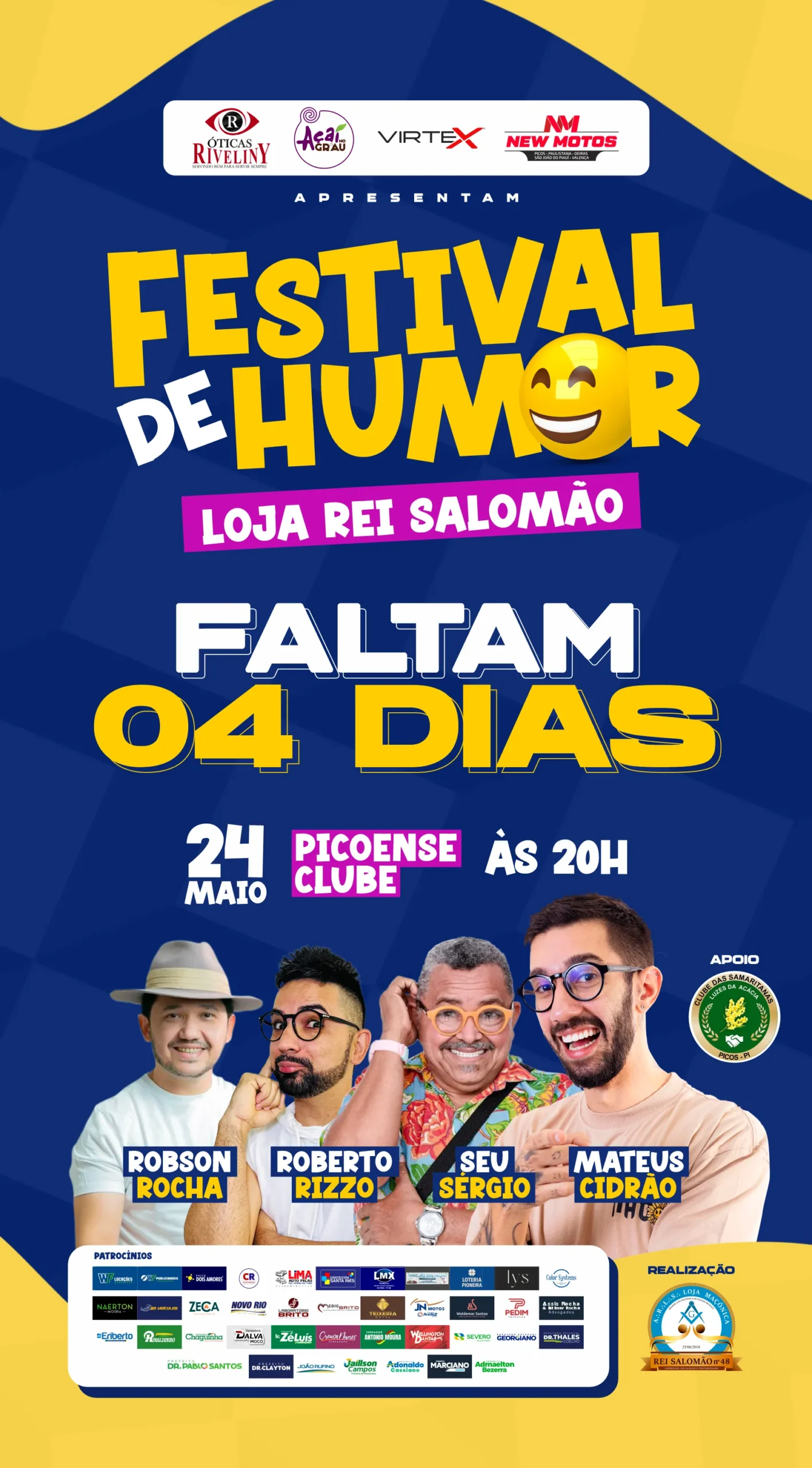 Faltam quatro dias para o Festival do Humor da Loja Maçônica Rei Salomão