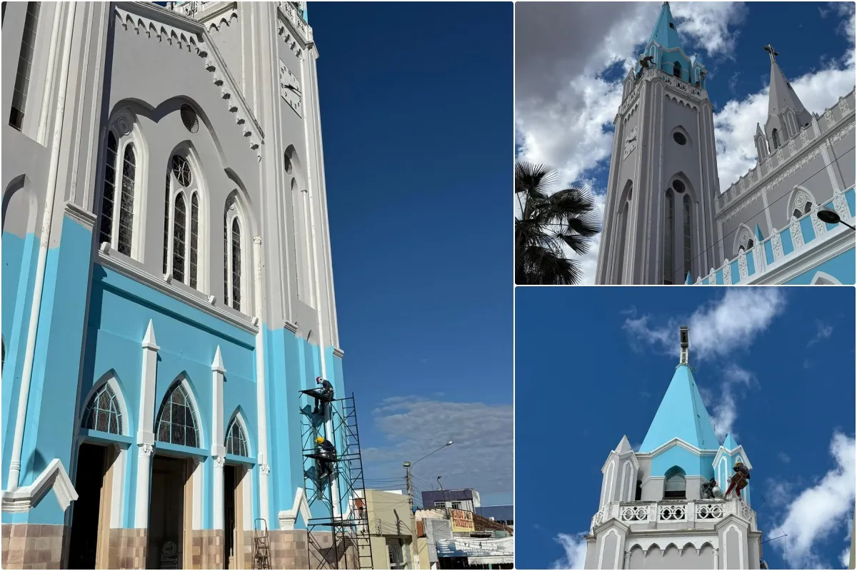 Catedral de Nossa Senhora dos Remédios recebe nova pintura