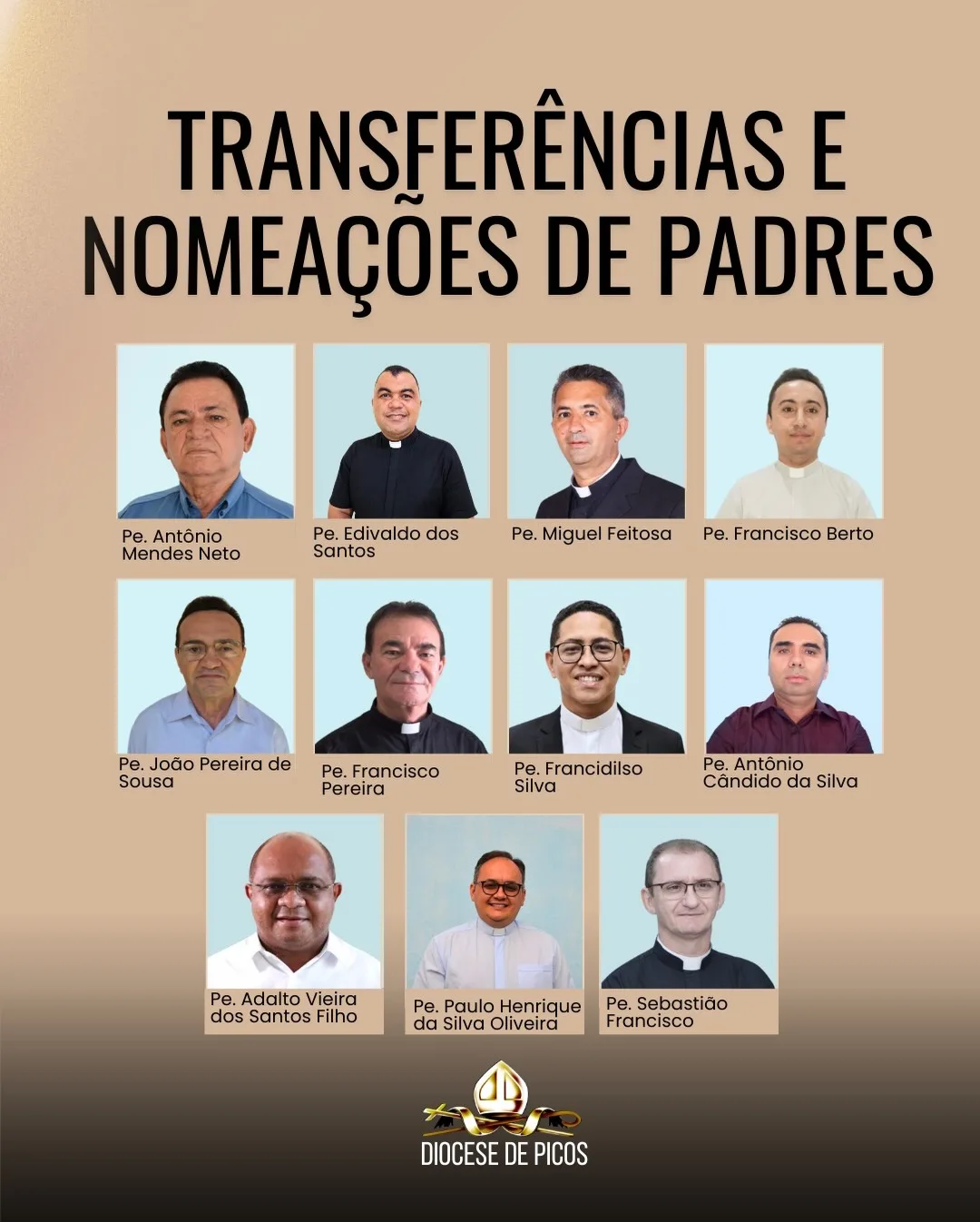 Diocese de Picos anuncia transferências e nomeações de padres para 2026