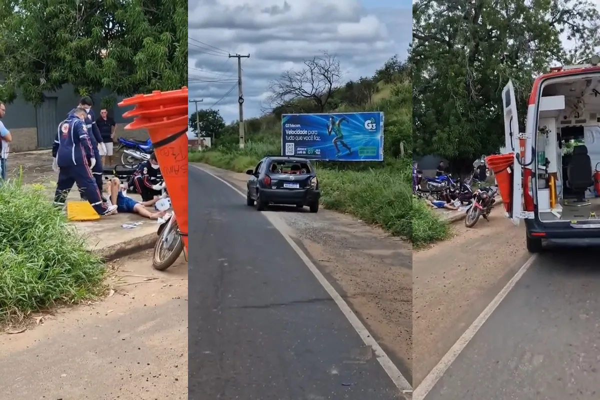 Acidente entre carro e motocicleta deixa ferido no bairro Ipueiras, em Picos; Veja vídeo!
