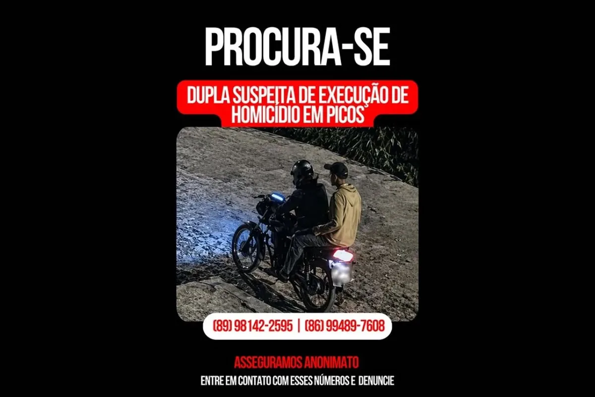 Polícia Civil divulga imagem de suspeitos de assassinato de jovem em Picos