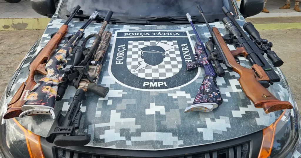 Polícia Militar apreende pistolas, espingardas e mais de 100 munições durante operação em Pio IX