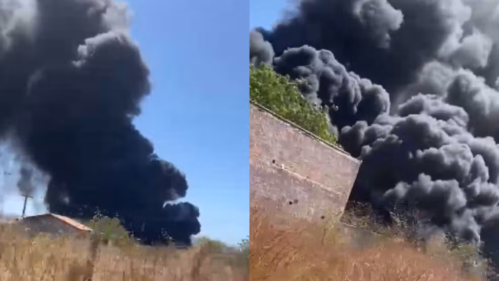 Incêndio de grandes proporções atinge fábrica de recicláveis no Parque Industrial de Picos