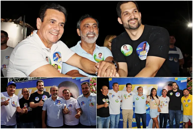 Ao lado do prefeito Erivaldo Lopes, Emanoel Paiva e Henrique Pires fortalecem campanha em Santo Antônio de Lisboa em grande adesivaço