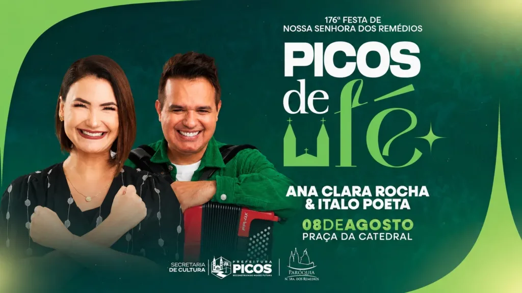 Picos de Fé celebrará Nossa Senhora dos Remédios com show de Ana Clara Rocha e Ítalo Poeta neste sábado (08)