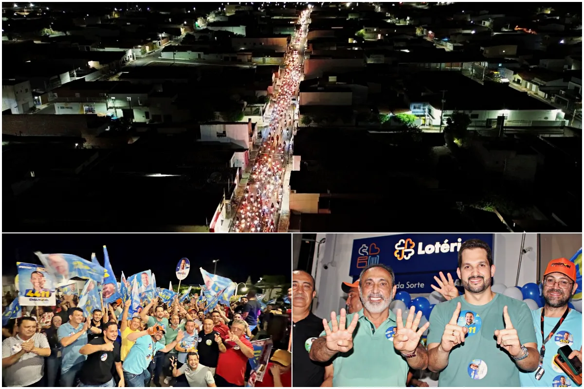 Ao lado do prefeito Erivaldo Lopes, Emanoel Paiva reúne multidão de apoiadores em Santo Antônio de Lisboa durante carreata em apoio a sua candidatura para deputado federal