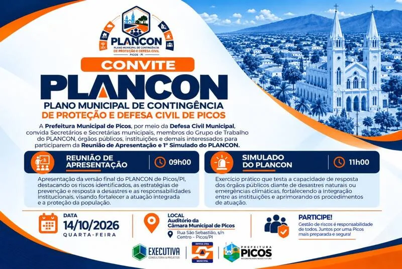 Prefeitura de Picos realiza apresentação do PLANCON e primeiro simulado de resposta a desastres